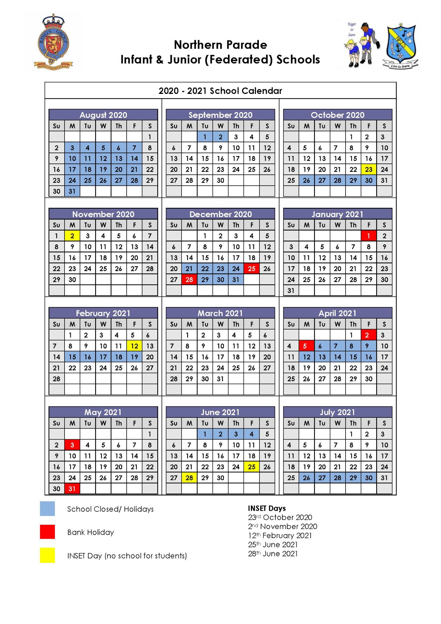 Northern Parade Federated Schools  Term Dates throughout Matravers School Calendar
