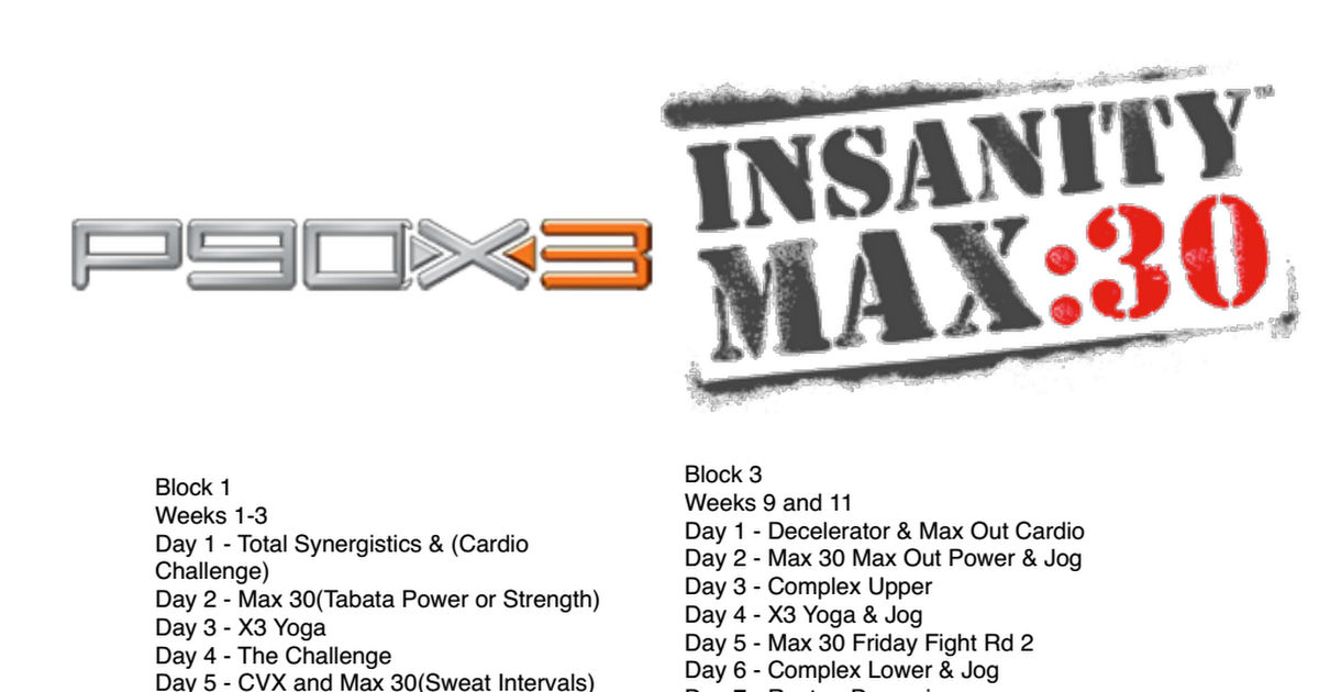 P90X And Insanity Max 30 Hybrid Schedule | Insanity Max 30 regarding Insanity Max 30 Hybrid Calendar