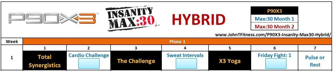 P90X3 Insanity Max:30 Hybrid Http:johntfitnessp90X3 within Insanity Max 30 Hybrid Calendar