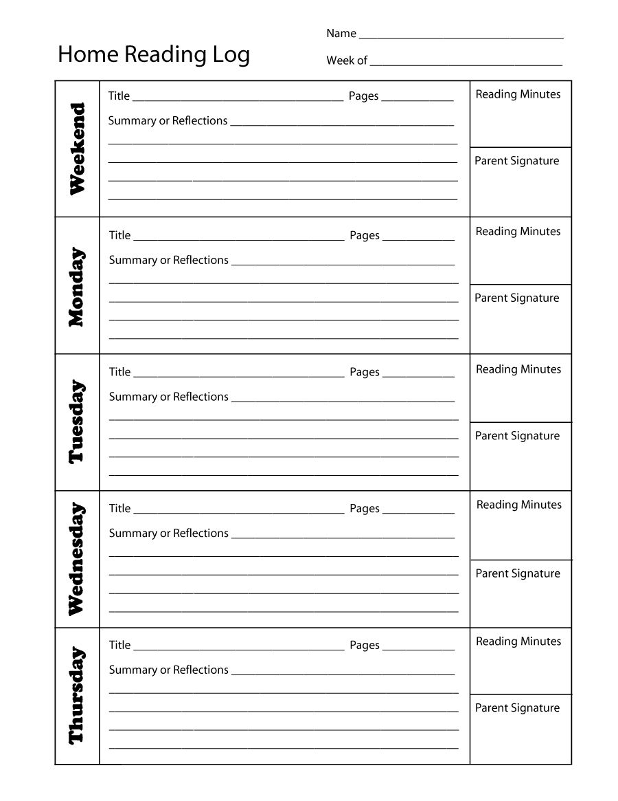 Reading Log Template 10 | Reading Log Printable, Weekly inside Middle School Reading Log Template