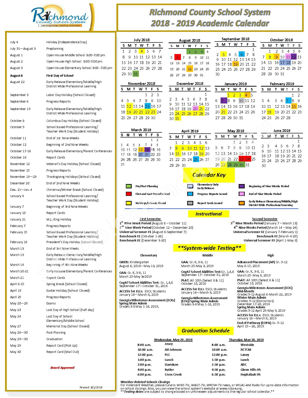 Richmond County School District Calendars – Augusta, Ga in Augusta County School Calendar