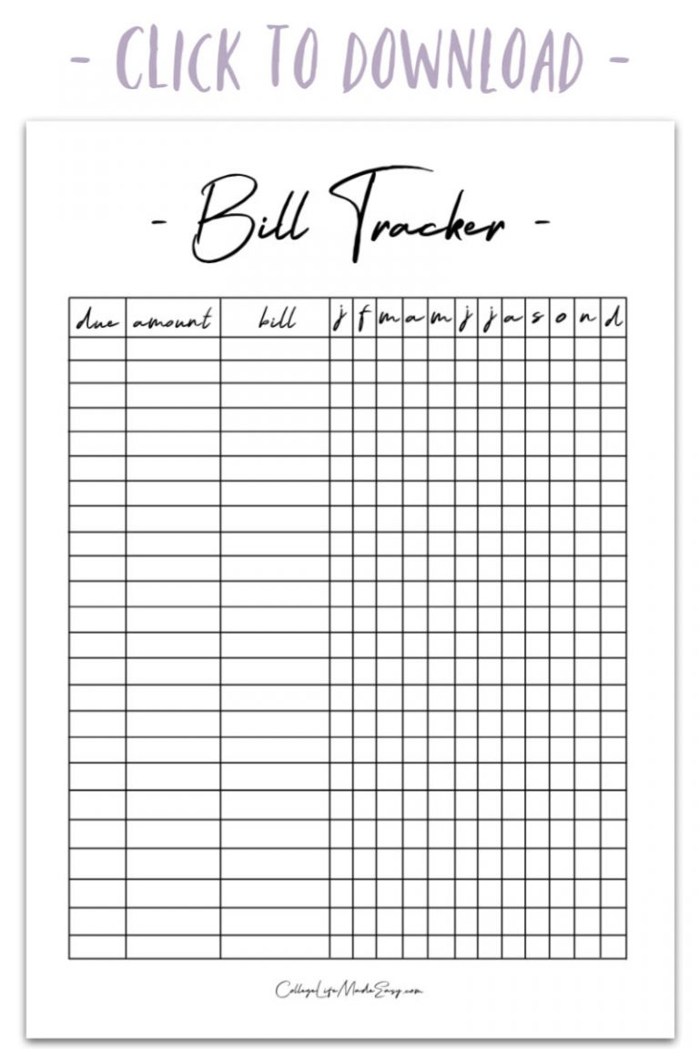 This Free Bill Tracker Template Will Literally Change Your throughout Free Bill Tracker Printable