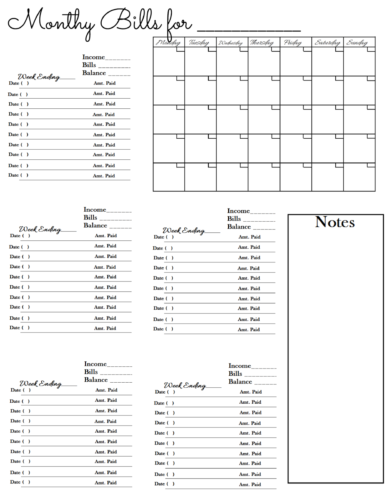 This Is A Simple Worksheet I Use To Keep Track Of My Paid with regard to Monthly Bills Worksheet