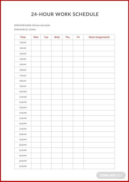 Weekly 24 Hour Schedule Template In Microsoft Word, Pdf with regard to 24 Hour Schedule Template Free