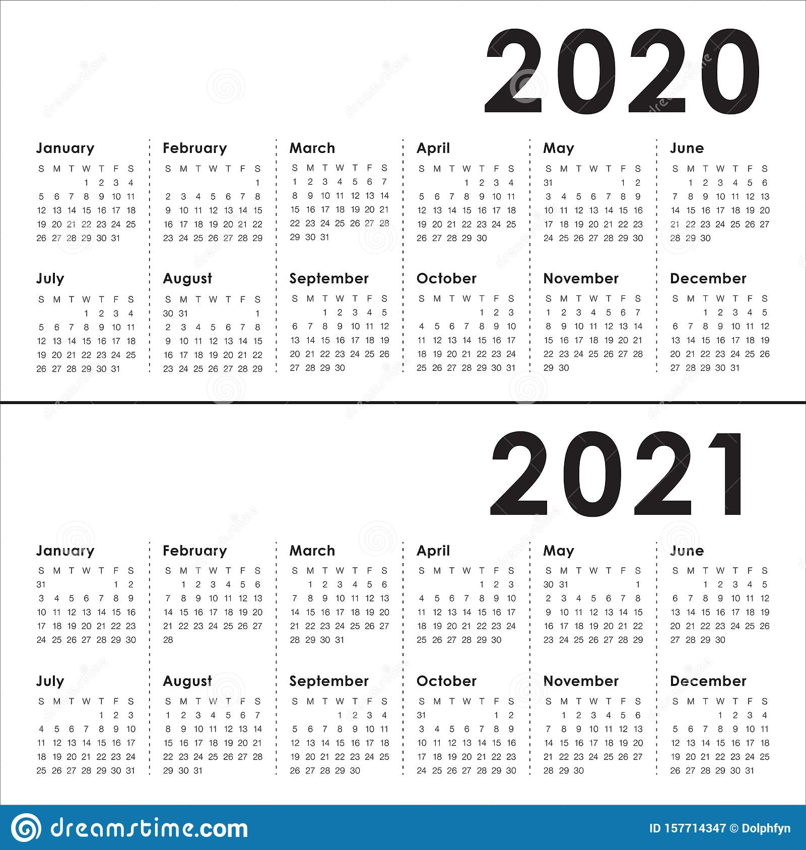 Year 2020 2021 Calendar Vector Design Template Stock with 2021 Calendar Vector Free