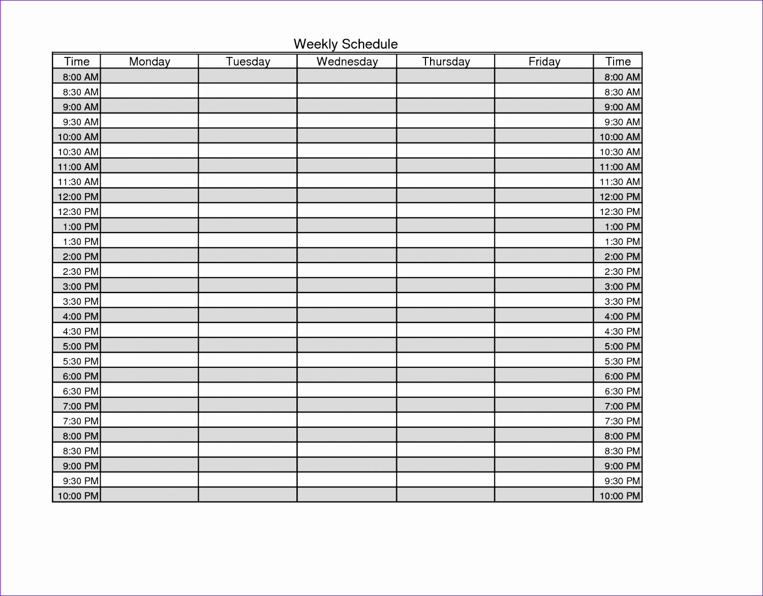 10 Microsoft Excel Weekly Schedule Template  Excel pertaining to Excel Week Calendar Template