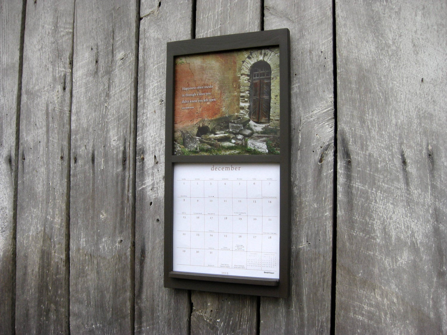 12 X 24 Wood Frame Calendar Holder In Dark Gray within Calendar Frames And Holders