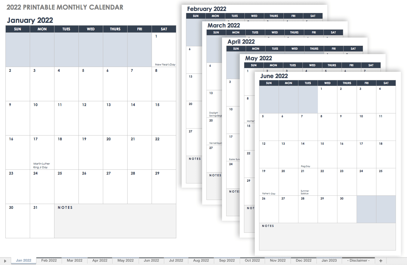 15 Free Monthly Calendar Templates | Smartsheet inside Blank Monthly Calendar Portrait