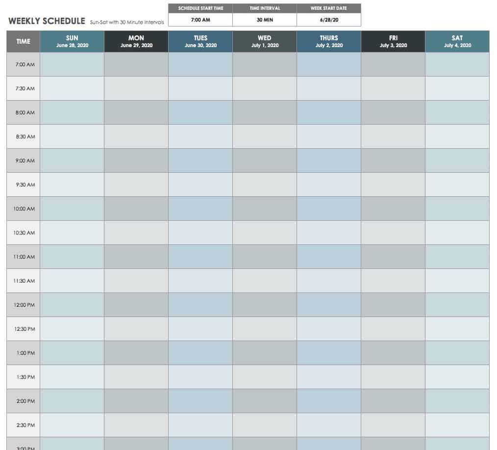 15 Free Weekly Calendar Templates | Smartsheet intended for Weekly Calendar With Time