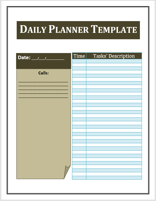 16 Free Daily Task Planner Templates In Ms Word Format pertaining to Daily Agenda Template Word