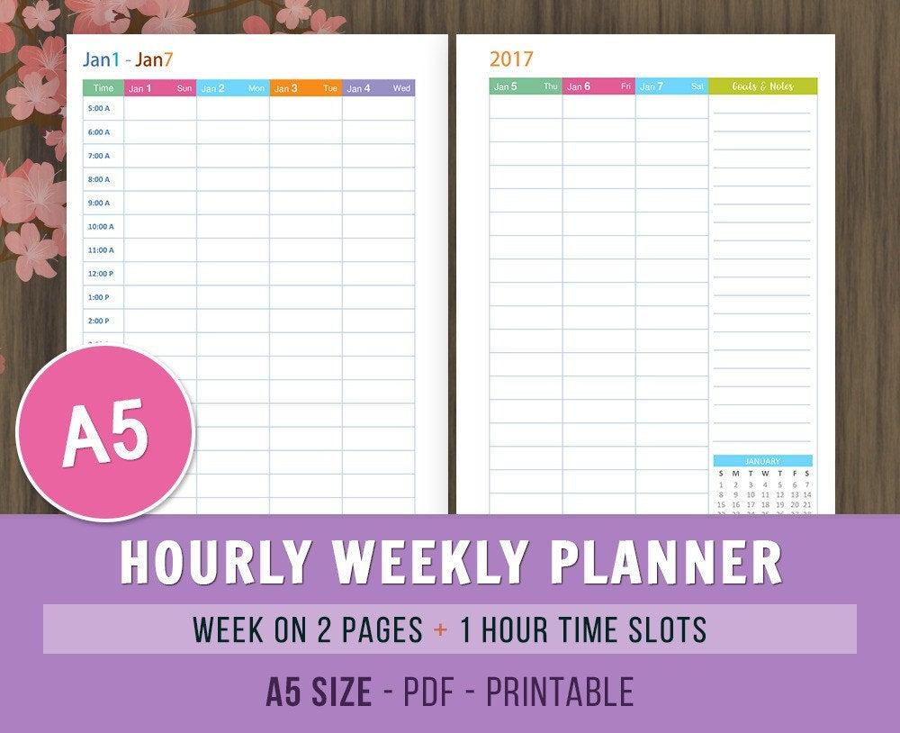 2017 Weekly Hourly Planner Inserts Printable Planner Daily regarding Weekly Hourly Planner Free Printable