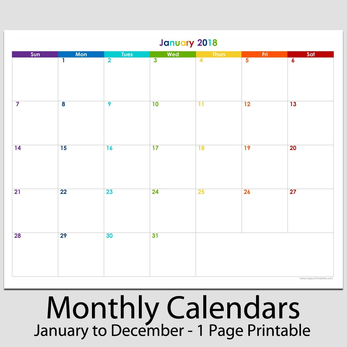 2018  12 Month Landscape Calendar  8 12&quot; X 11&quot; | Legacy with Blank 12 Month Calendar