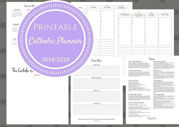 2018  2019 Printable Catholic Planner: Daily, Weekly for Printable Catholic Liturgical Calendar