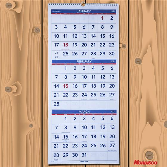 2021 Ataglance Pm1128 3Month Wall Calendar, 1214 X throughout Printable 3 Months At A Time Calendar 2021