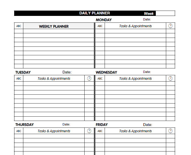 21 Free Daily Planner Templates  Ms Word, Ms Excel And Pdf with regard to Daily Agenda Template Word