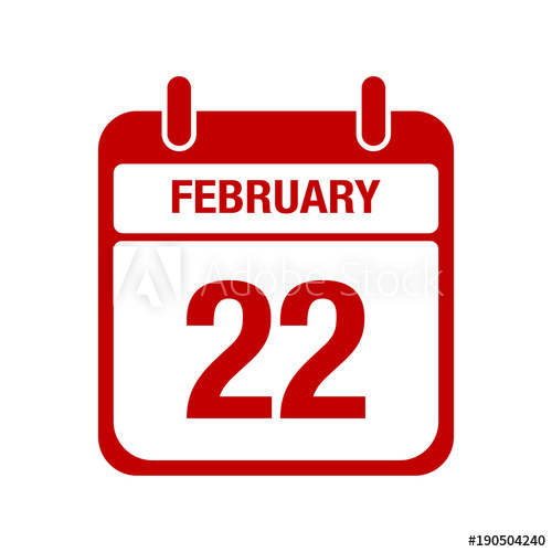 &quot;22 February Calendar Red Icon. Twenty Two&quot; Stock Image in Calendar Icon Red