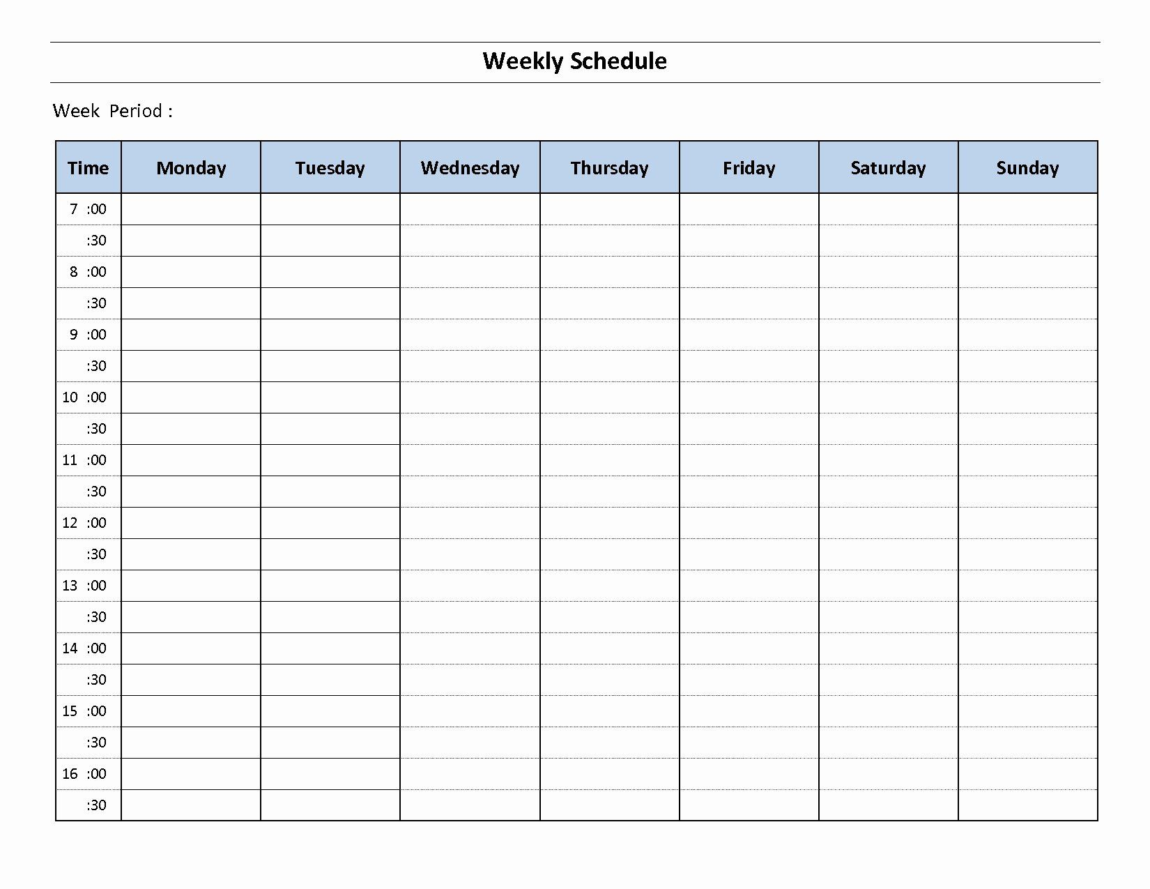 30 Monday Through Sunday Schedule Template In 2020 inside Sunday To Saturday Week Calendar