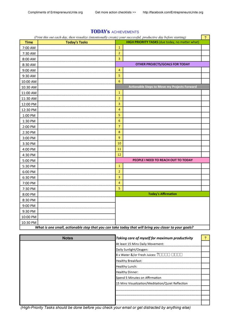 47 Printable Daily Planner Templates (Free In Wordexcel within Excel Day Planner