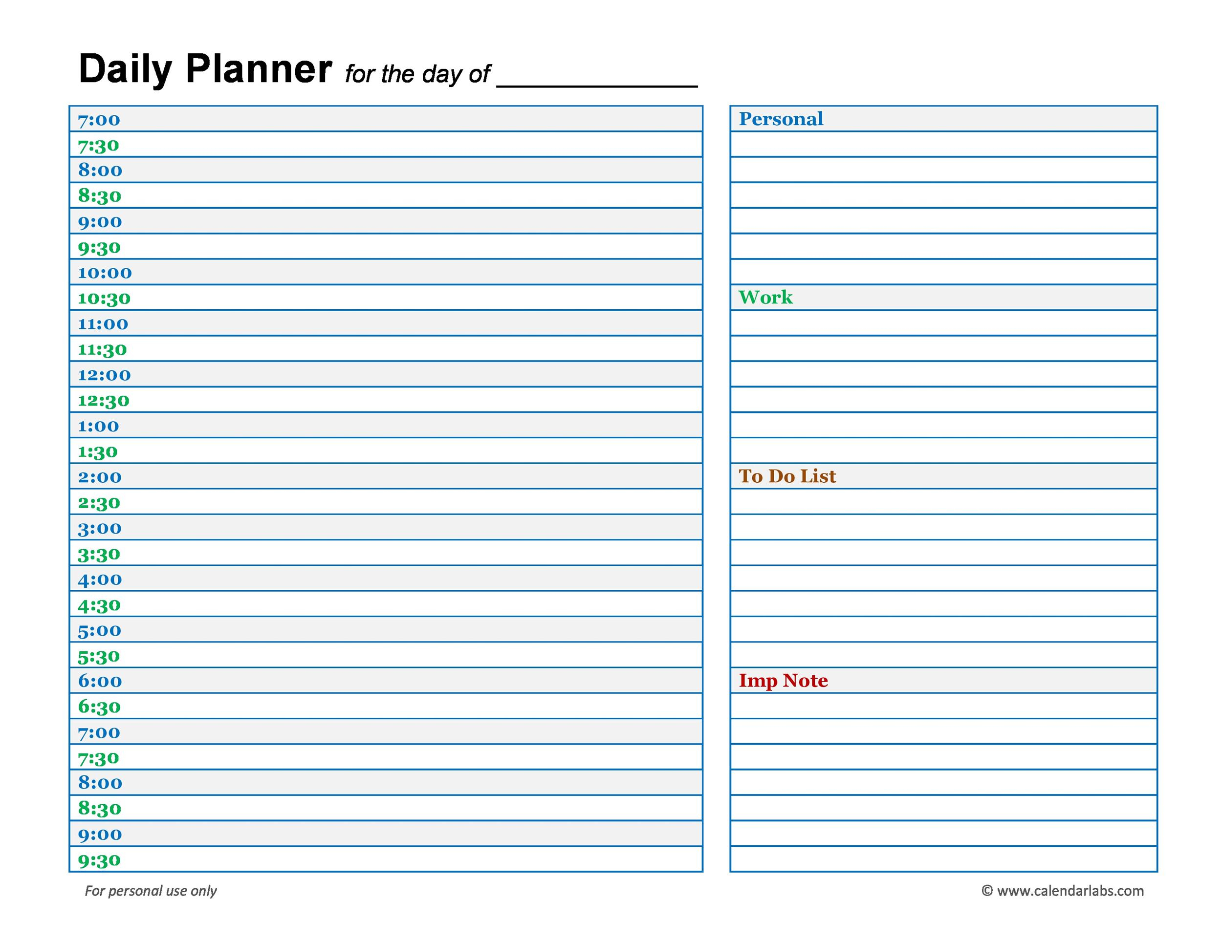 47 Printable Daily Planner Templates (Free In Wordexcelpdf) within Free Daily Calendar Template