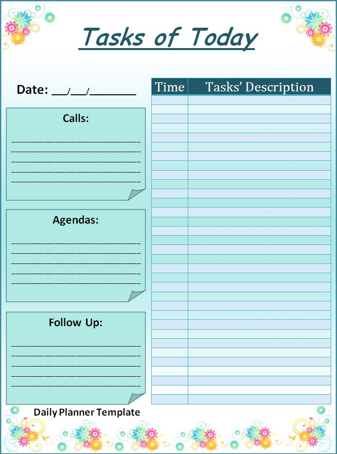 6+ Daily Planner Templates  Fine Word Templates in Daily Agenda Template Word