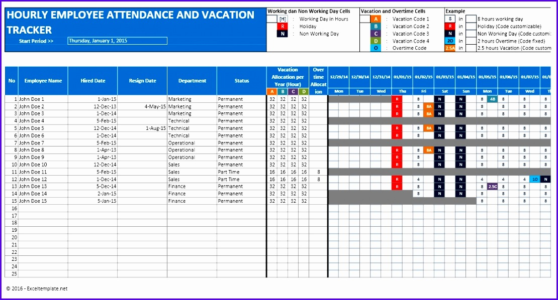 6 Excel Holiday Planner Template  Excel Templates  Excel with regard to Vacation Tracking Calendar