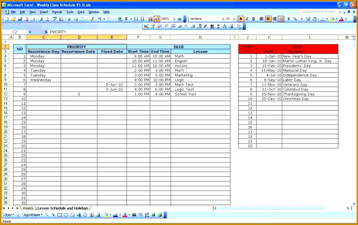 6 Weekly Schedule Template | Fabtemplatez pertaining to Weekly Class Schedule Template