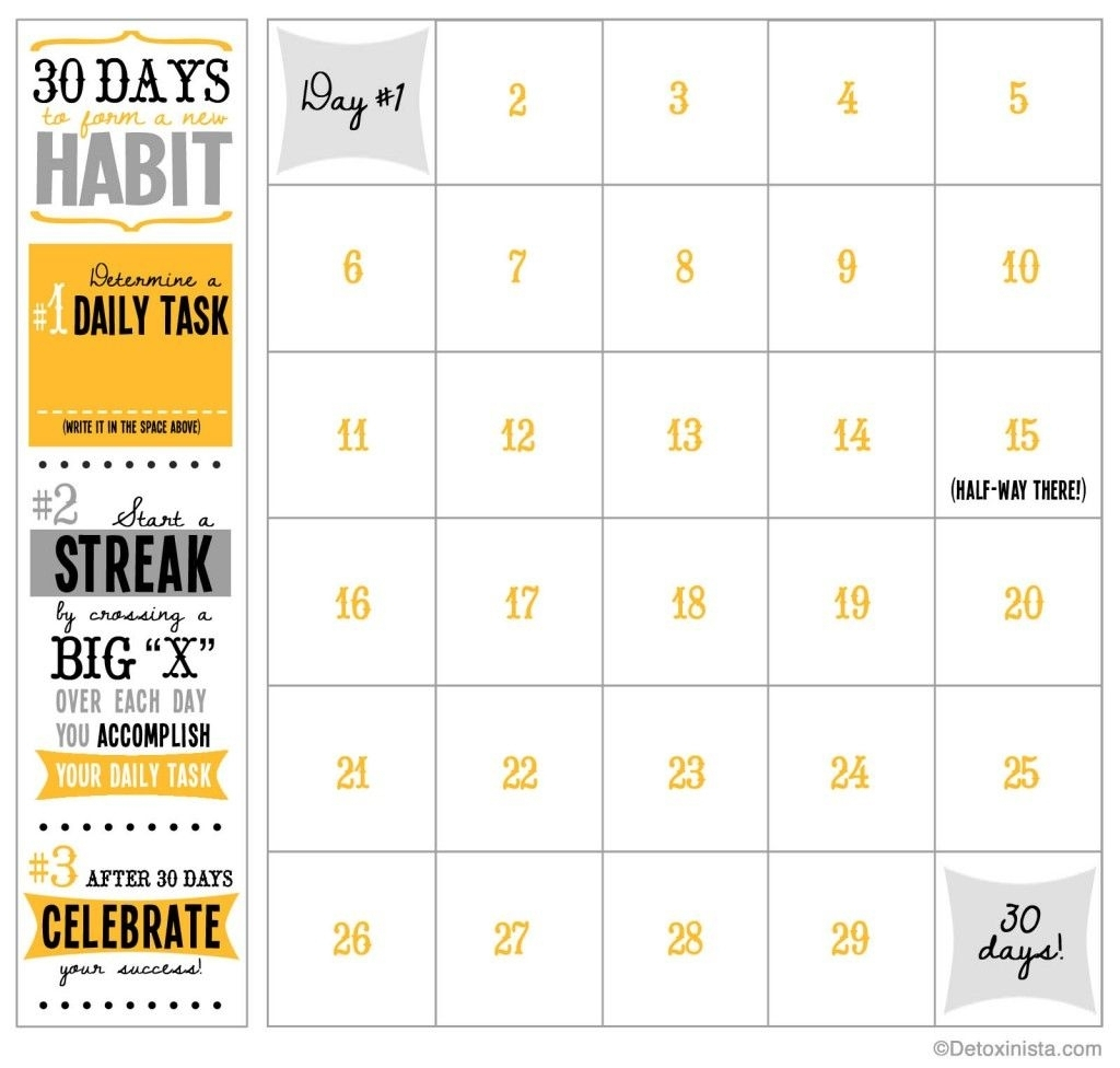 60 Days Challenge Template Calender  Calendar Inspiration throughout 30 Day Calendar Template