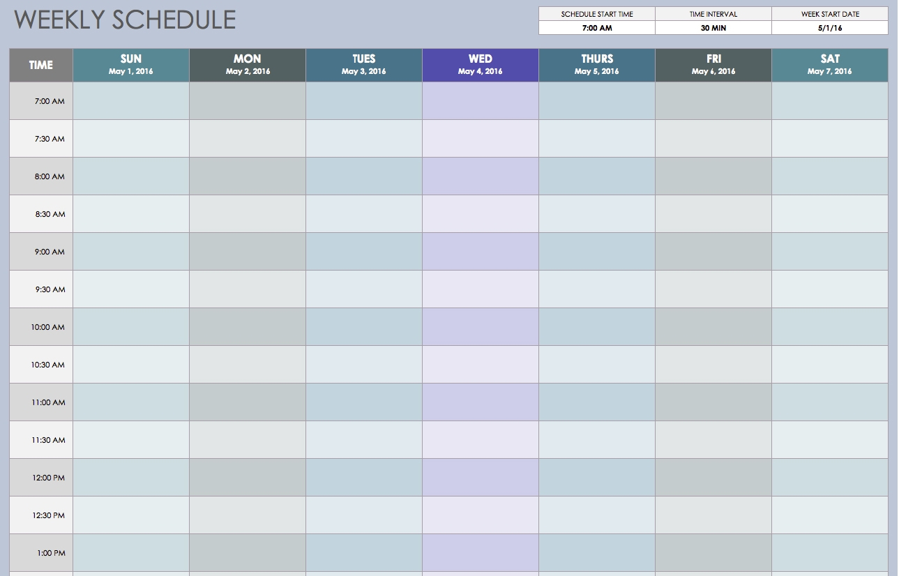 7 Day Weekly Planner Template Printable | Calendar pertaining to Excel Day Planner