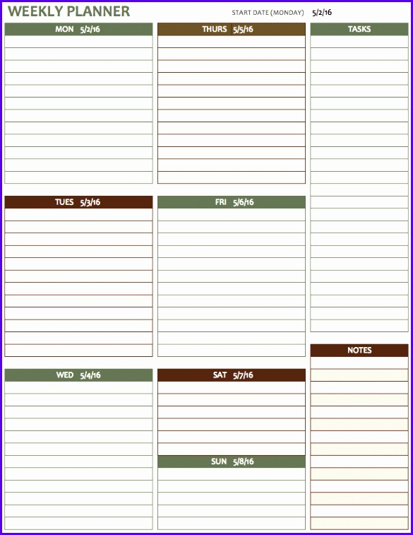 8 Excel Week Calendar Template  Excel Templates  Excel in Excel Week Calendar Template