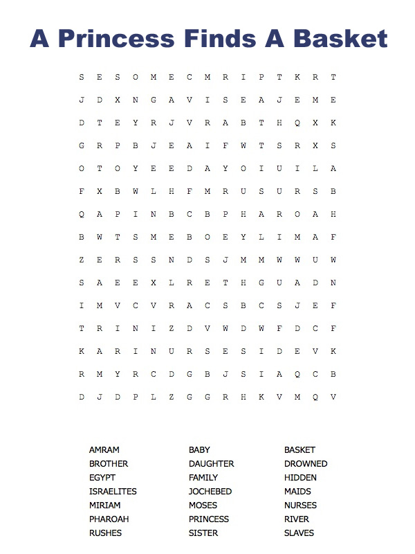 A Princess Finds A Basket  Word Search | Words, Word intended for Princess Word Search