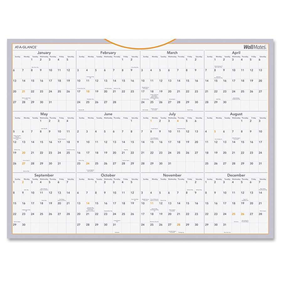 Ataglance Dryerase Yearly Wall Calendar , White with Blank Year At A Glance Calendar