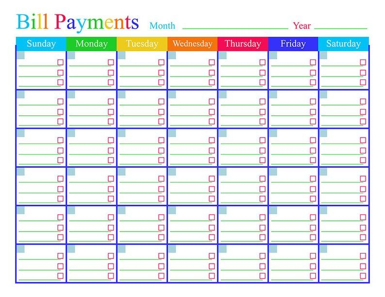 Bill Payments Calendar, Bills Tracker, Bill Calendar pertaining to Financial Calendar 2021/21 Excel