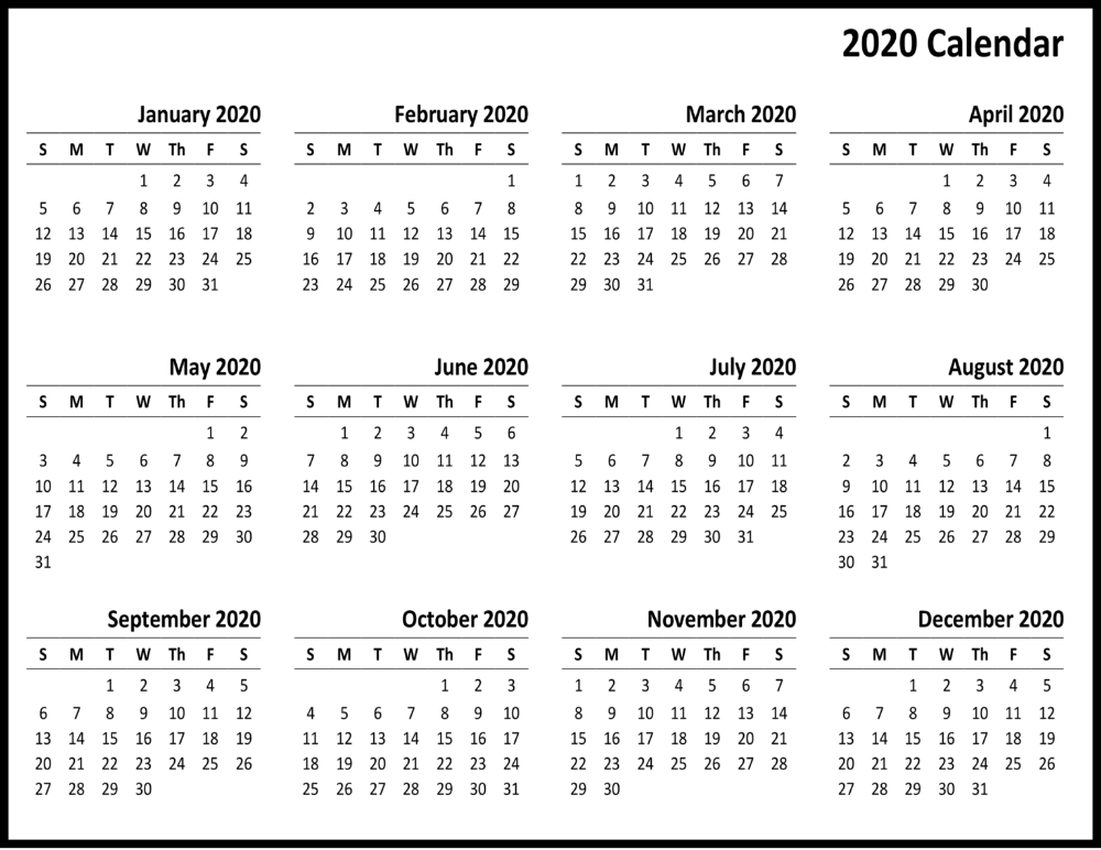 Blank Calendar 2020 Monthly Printable | 12 Month Printable pertaining to Blank 12 Month Calendar