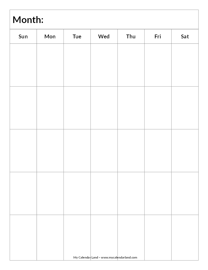 Blank Calendar Printable  My Calendar Land in Calendar To Fill In