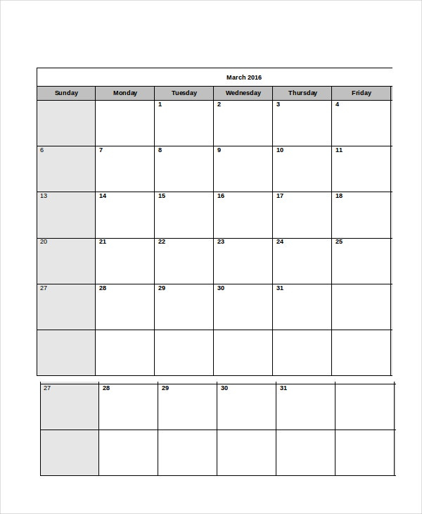 Blank Calendar Template  11+ Free Word, Excel, Pdf in 5 Day Calendar Template Word