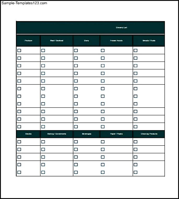 Blank Grocery Shopping List Template  Sample Templates in Blank Shopping List Template