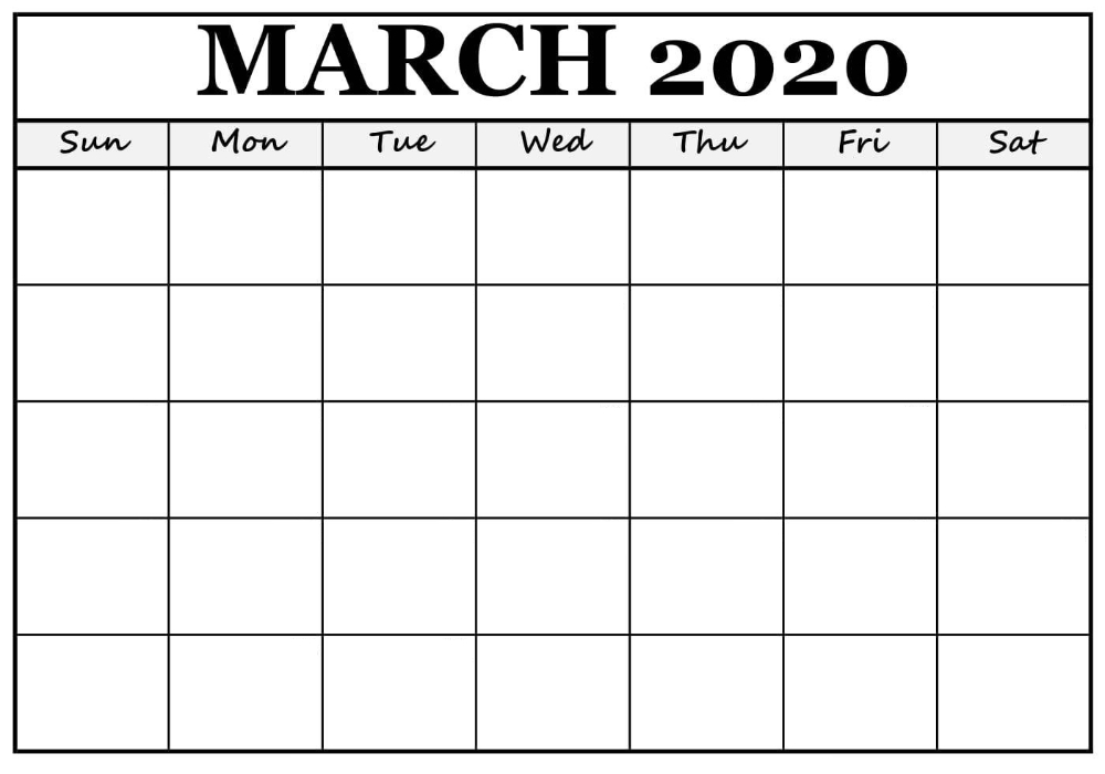 Blank March 2020 Calendar Printable Monthly | 12 Month within Blank 12 Month Calendar