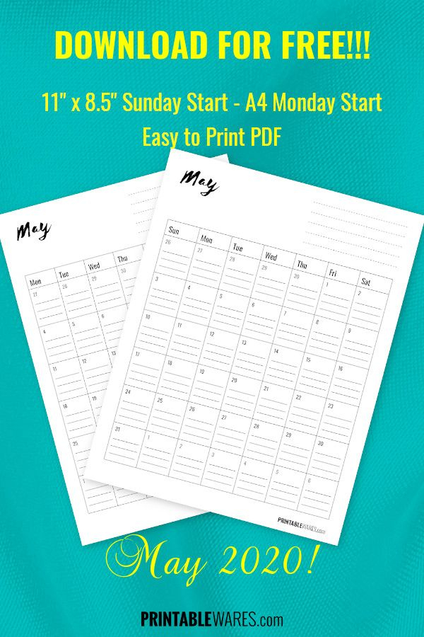 Blank Monthly Planner Calendar With Lines May 2020 In 2020 with regard to Free Printable Monthly Calendar Pages With Lines