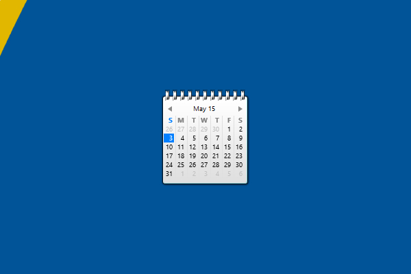 Blue Calendar Windows 10 Gadget  Win10Gadgets regarding Windows 10 Calendar Widget