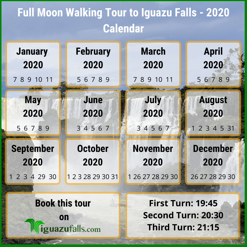 Book Full Moon Walking Tour To Iguazu Falls (20202021) in Lunar Calendar Puerto Rico