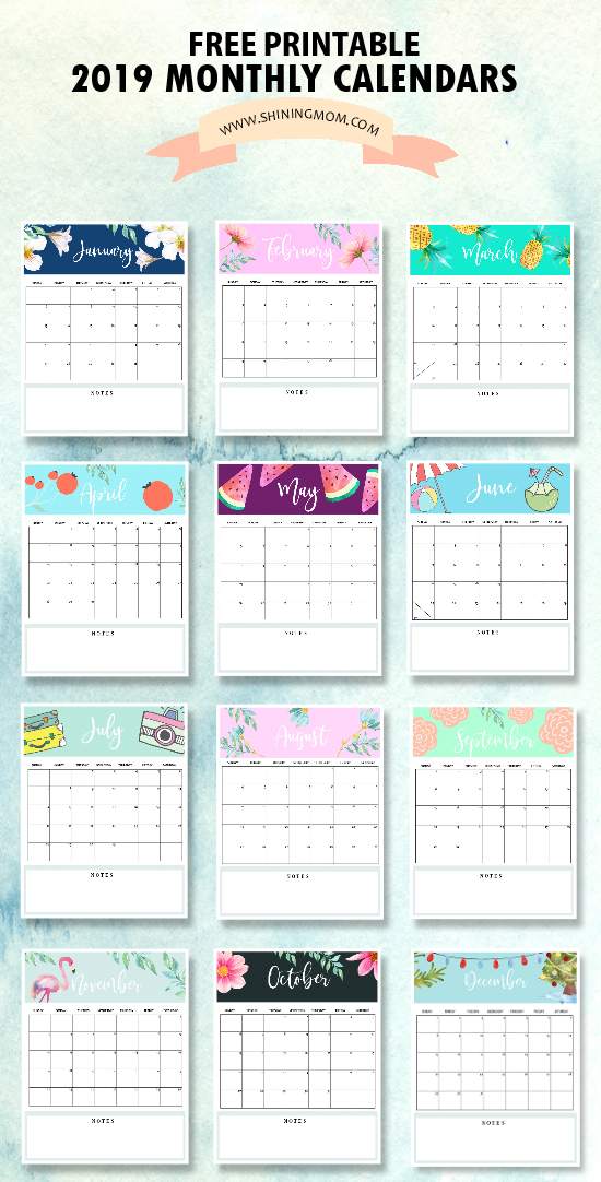Calendar 2019 Printable: Free 12 Monthly Calendars To Love! pertaining to Blank Instagram Template 2018