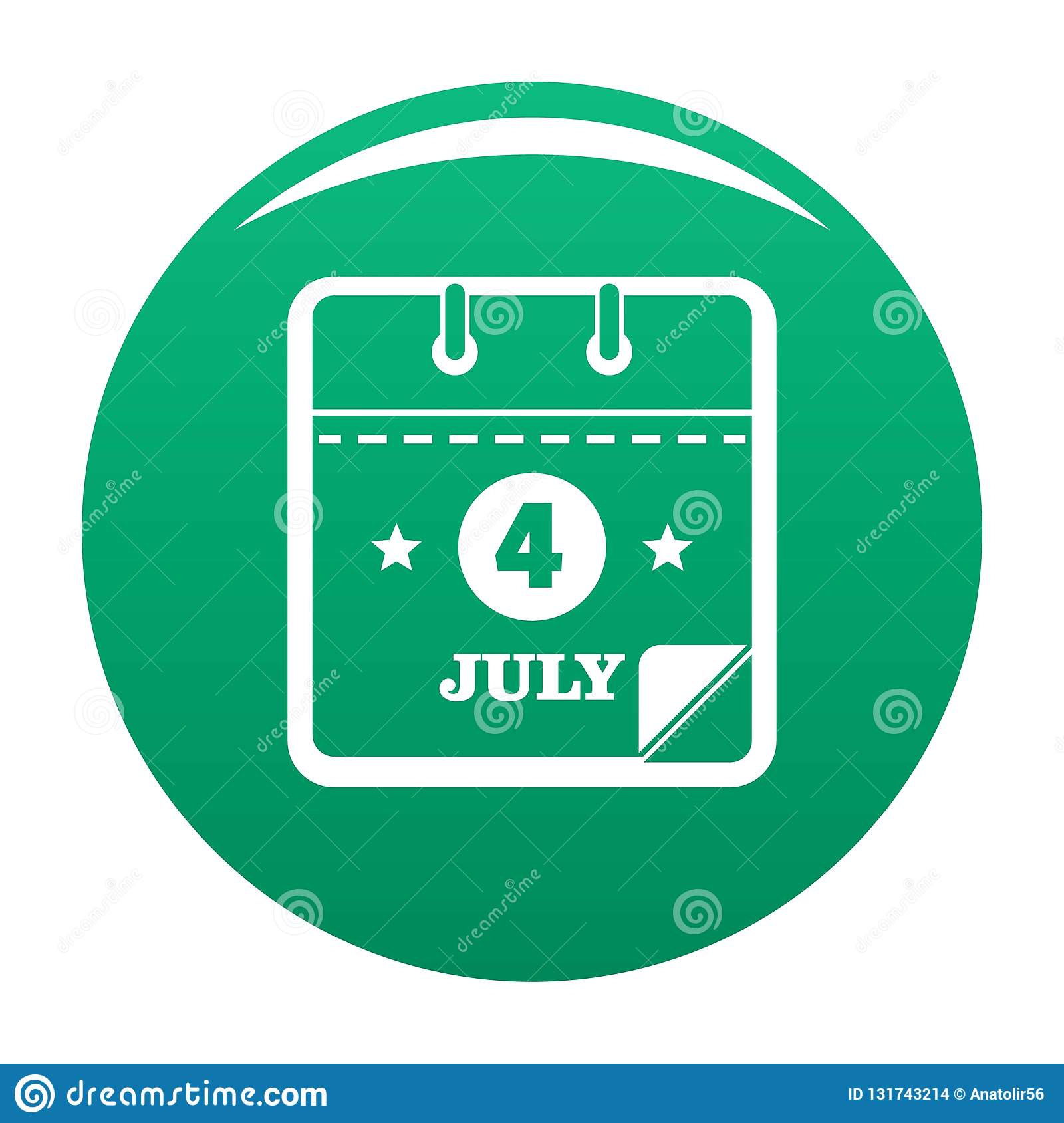 Calendar Fourth July Icon Vector Green Stock Vector with Calendar Icon Green