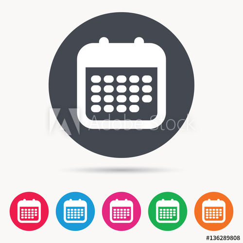 &quot;Calendar Icon. Events Reminder Symbol. Colored Circle within Calendar Circle Icon