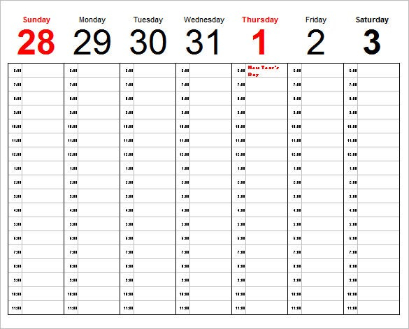 Calendar Template  41+ Free Printable Word, Excel, Pdf intended for One Week Calendar Template Excel