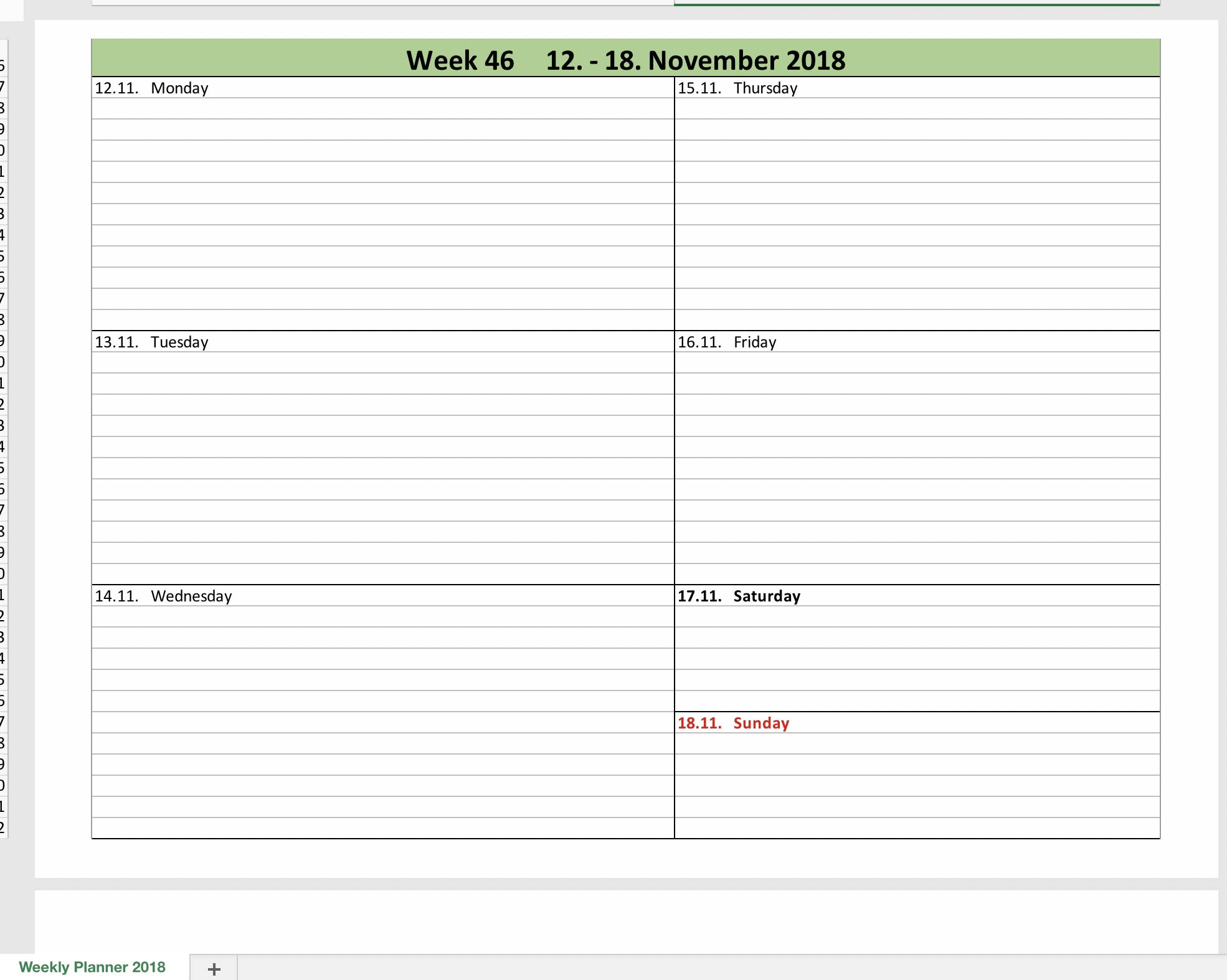 Calendar Week Date Excel | Ten Free Printable Calendar within Excel Week Calendar Template