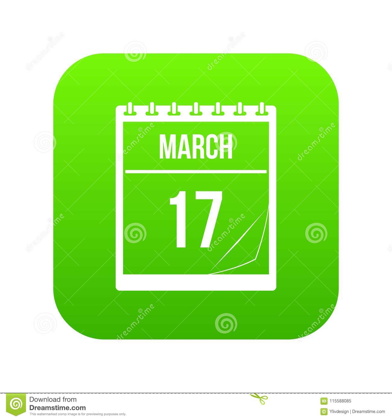 Calendar With Date Of March 17 Icon Digital Green Stock in Calendar Icon Green