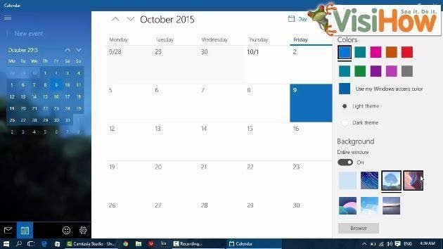 Change Background In Calendar In Windows 10  Visihow regarding How To Put Calendar On Desktop Windows 10