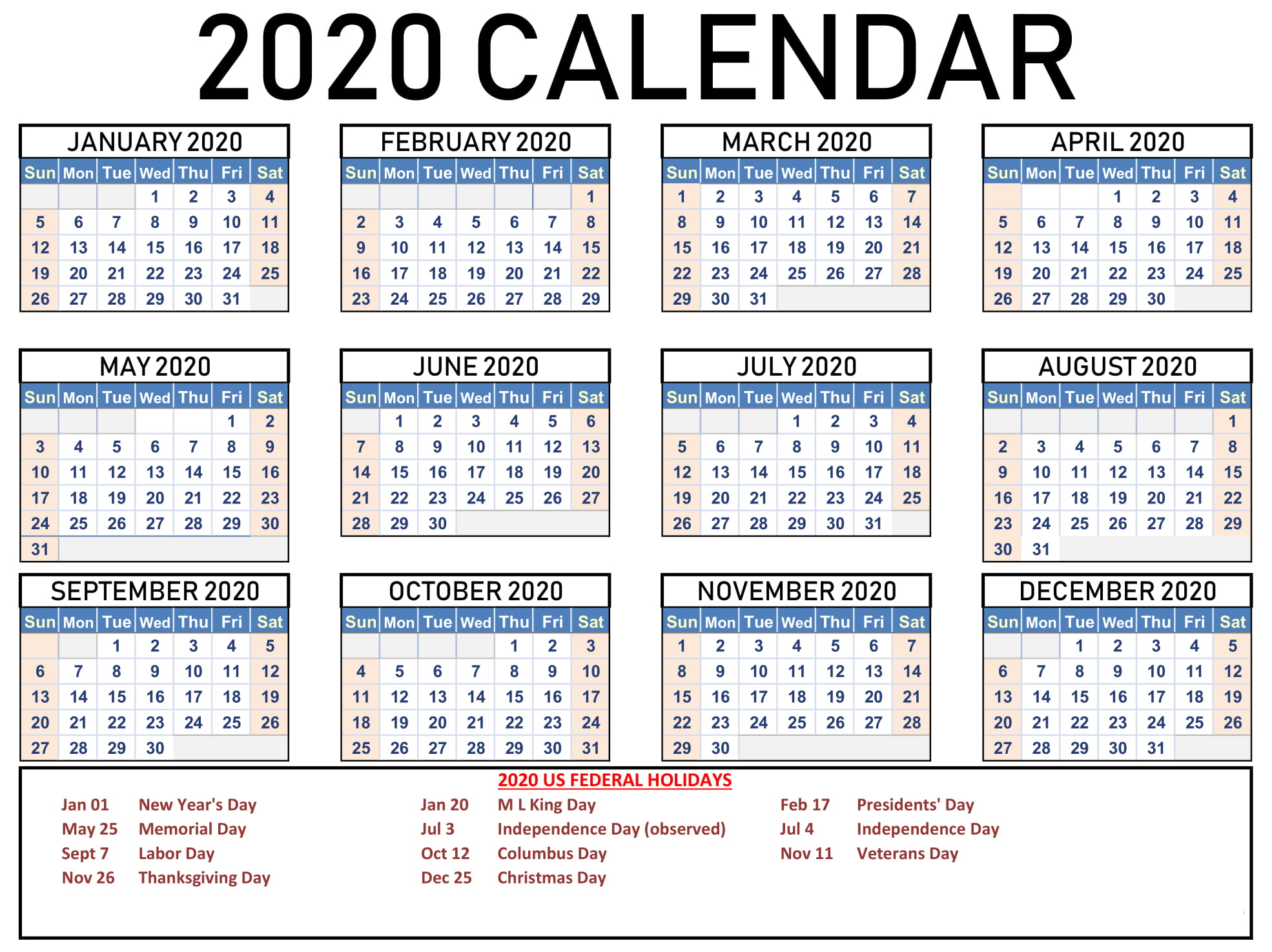 Collect 2020 Free Printable Monthly Calendars You Can Edit pertaining to Blank 12 Month Calendar