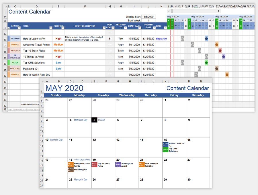 Content Calendar Template For Excel And Google Sheets in Google Excel Calendar Template