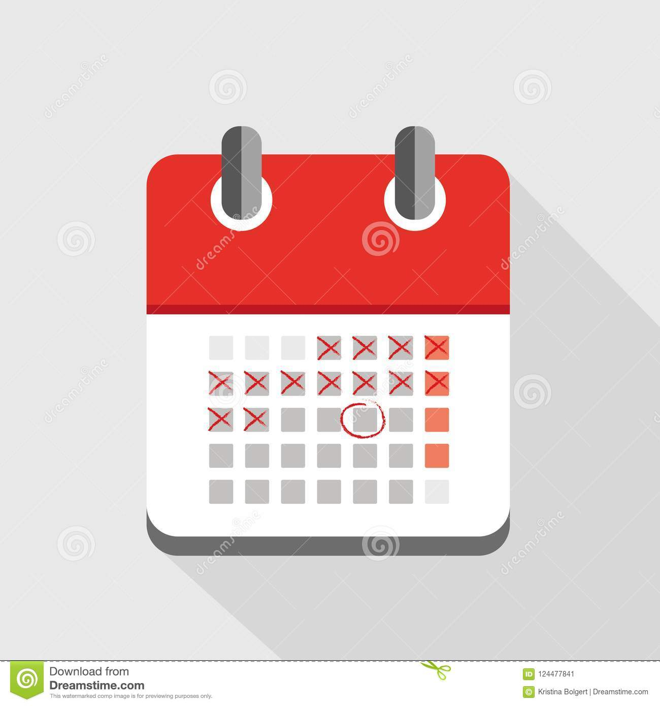 Counting Days In Red Calendar Icon Stock Vector inside Calendar Icon Red